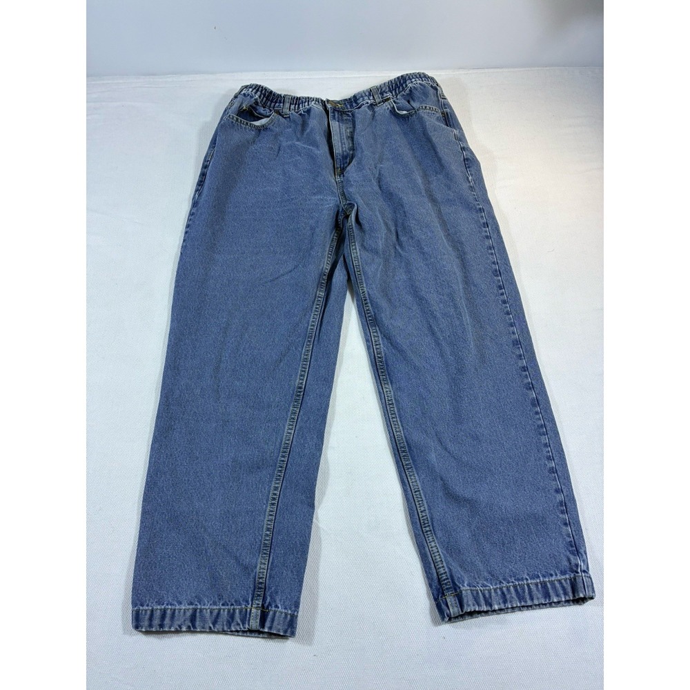Vintage‎ Casual Joe Jeans Mens 42M Blue Denim Elastic Waist Baggy Work Skate 90s